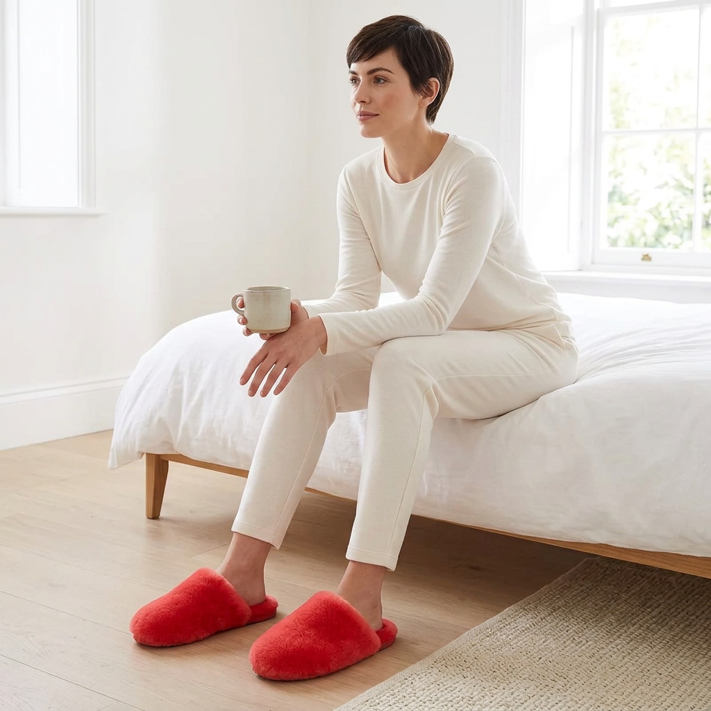 Women's Wool Slippers with Soft Shearling Lining for Cozy Winter Comfort