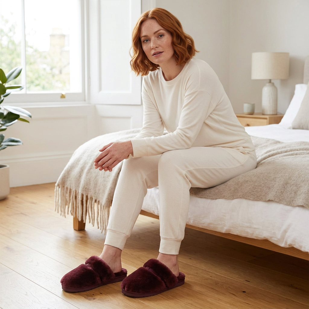 Cozy Sheepskin Winter Slippers for Women - Warm Indoor Fur Wool Slip-Ons
