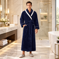 Men's Oversized Fleece Bathrobe - Coral Flannel Kimono Robe for Couples