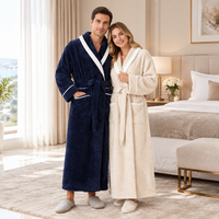 Men's Oversized Fleece Bathrobe - Coral Flannel Kimono Robe for Couples