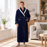 Men's Oversized Fleece Bathrobe - Coral Flannel Kimono Robe for Couples