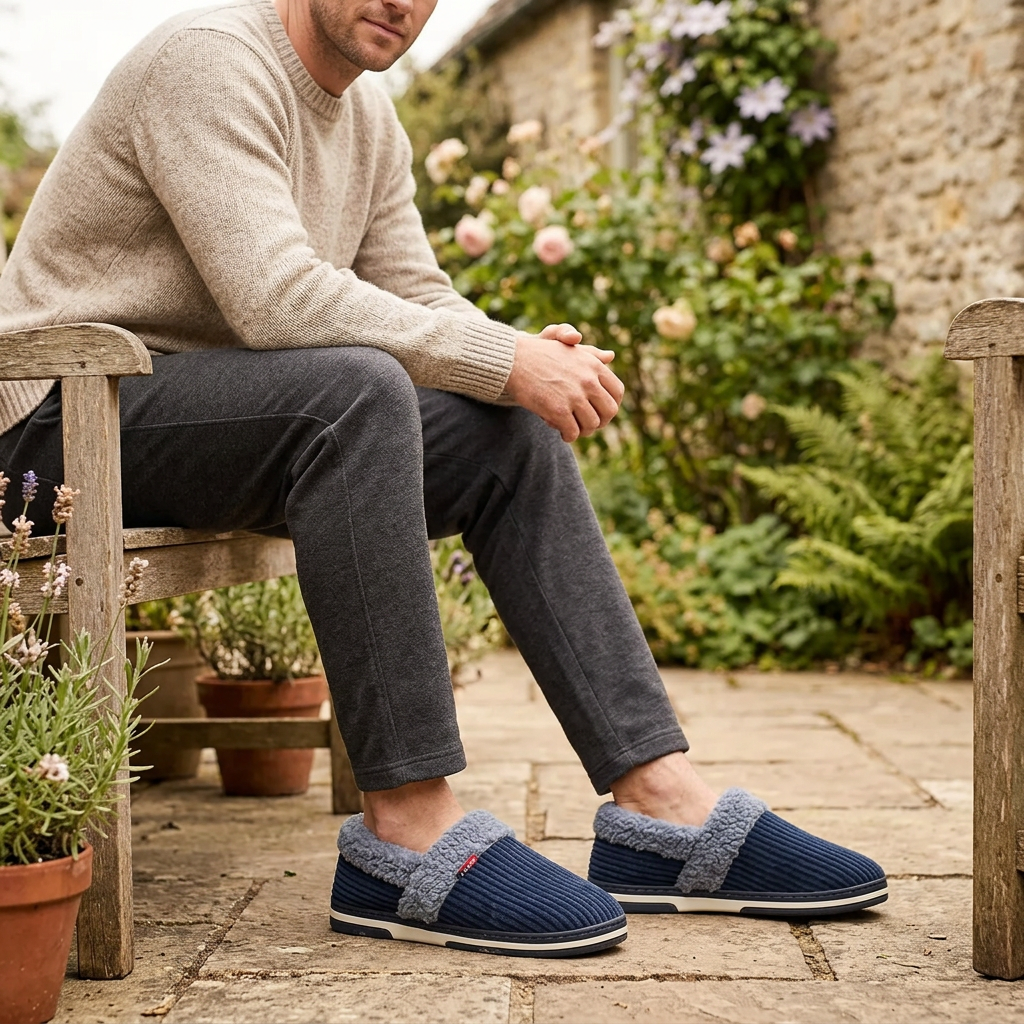 Men’s Plush Winter Slippers – Soft, Warm Indoor Shoes with Non-Slip Rubber Soles
