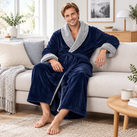 Men's Plus Size Winter Bathrobe - Ultra-Soft Coral Fleece Luxury for Cozy Comfort