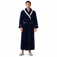 Men's Oversized Fleece Bathrobe - Coral Flannel Kimono Robe for Couples