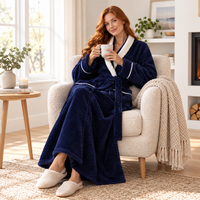 Men's Oversized Fleece Bathrobe - Coral Flannel Kimono Robe for Couples