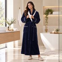 Men's Oversized Fleece Bathrobe - Coral Flannel Kimono Robe for Couples