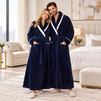 Men's Oversized Fleece Bathrobe - Coral Flannel Kimono Robe for Couples