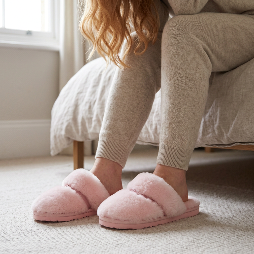 Cozy Sheepskin Winter Slippers for Women - Warm Indoor Fur Wool Slip-Ons