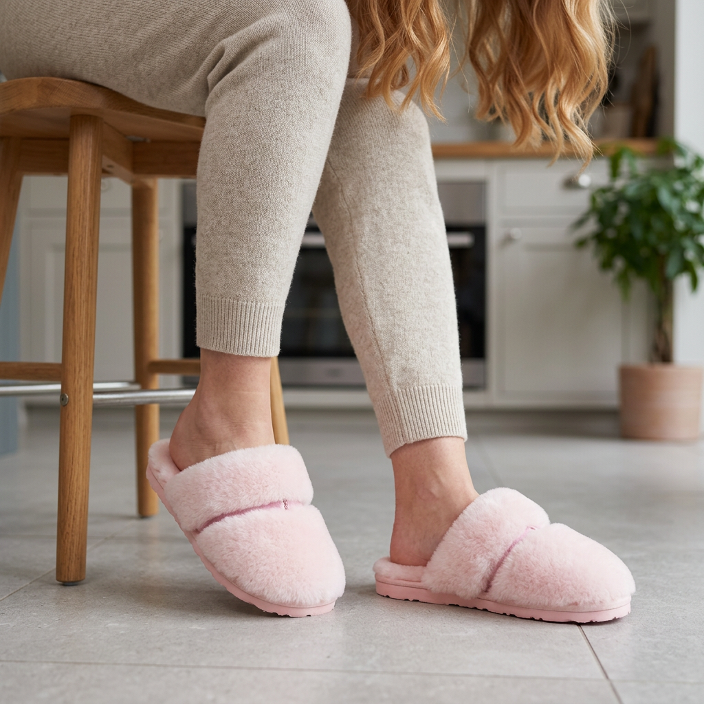 Cozy Sheepskin Winter Slippers for Women - Warm Indoor Fur Wool Slip-Ons