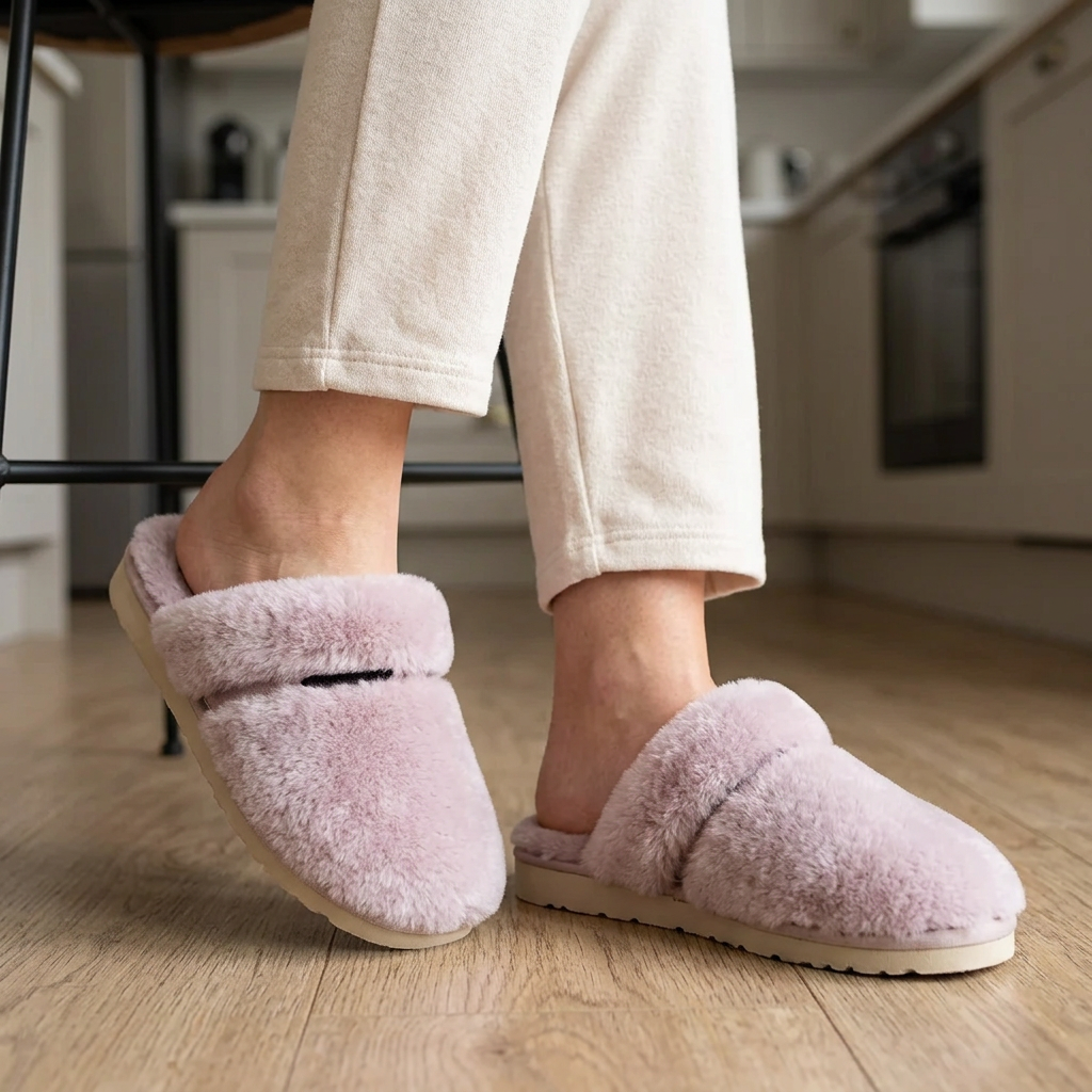 Cozy Sheepskin Winter Slippers for Women - Warm Indoor Fur Wool Slip-Ons