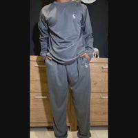 Dark Grey Pyjama Sets Long Sleeve Jogger Style Men Comfy Pj's.