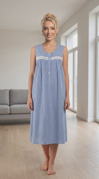 Round Neck Sleeveless Nightdress  Bleach Denim