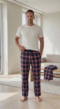 SaneShoppe Men's Cotton Flannel Pyjama Bottoms - Lightweight Comfort, Pack of 2