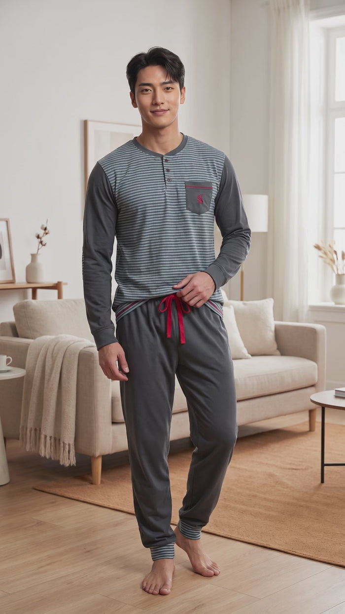 Men's Brushed Pyjama Sets Grey– Ultimate Comfort for Cozy Nights