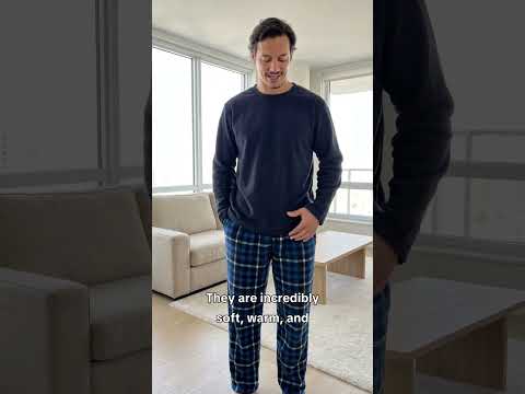 Luxury Navy Check Fleece Pajamas - Men's Warm Winter Pyjama Set