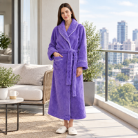 Men's Oversized Fleece Bathrobe - Coral Flannel Kimono Robe for Couples
