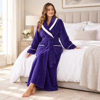 Men's Oversized Fleece Bathrobe - Coral Flannel Kimono Robe for Couples