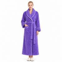 Men's Oversized Fleece Bathrobe - Coral Flannel Kimono Robe for Couples