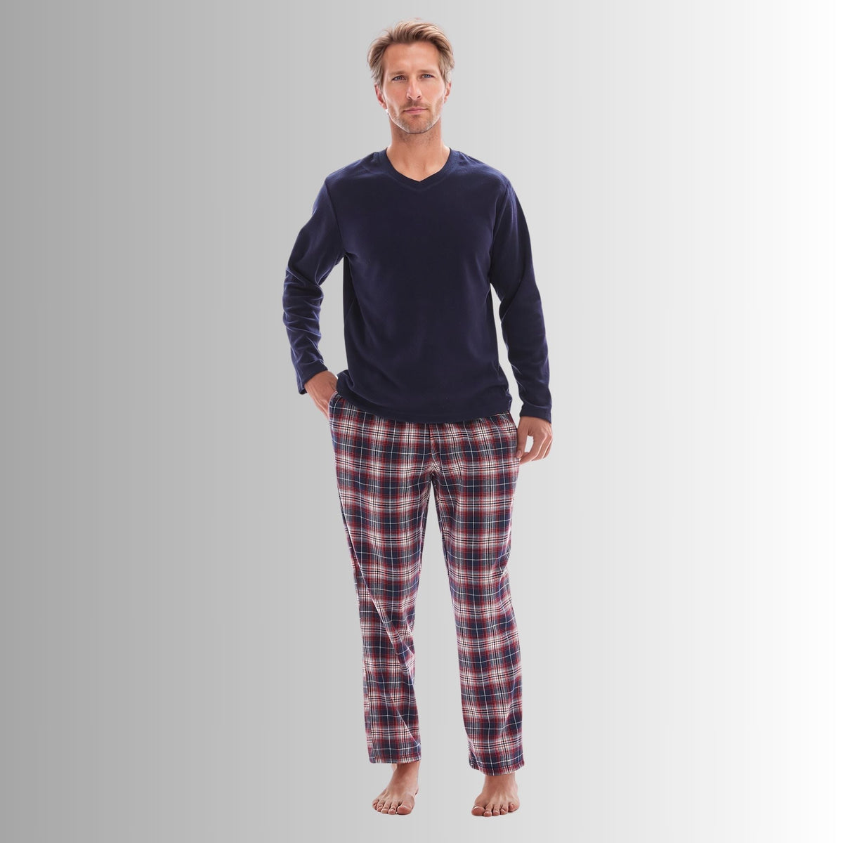 Pyjama Sets Long Sleeve Fleece Top Flannelette Pajama Pants - SaneShoppe