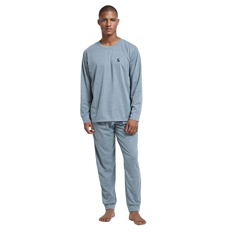 Pyjama Sets with Gray Cuffed Sleeves and Matching Bottoms - SaneShoppe