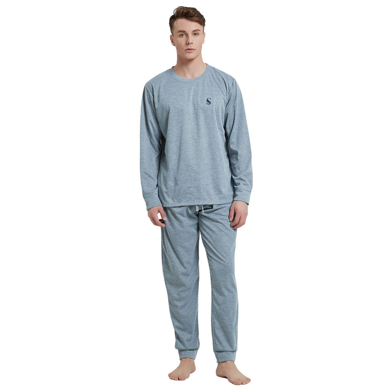 Pyjama Sets with Gray Cuffed Sleeves and Matching Bottoms - SaneShoppe