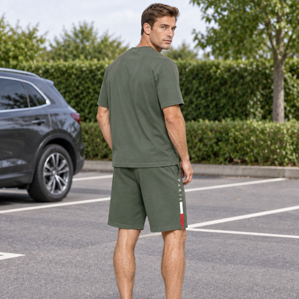 Men's Summer Tracksuit Set - 2-Piece Short Sleeve O-Neck Running Suit Plus Size T-shirt