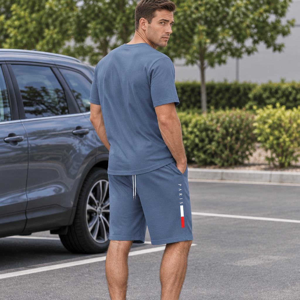 Men's Summer Tracksuit Set - 2-Piece Short Sleeve O-Neck Running Suit Plus Size T-shirt
