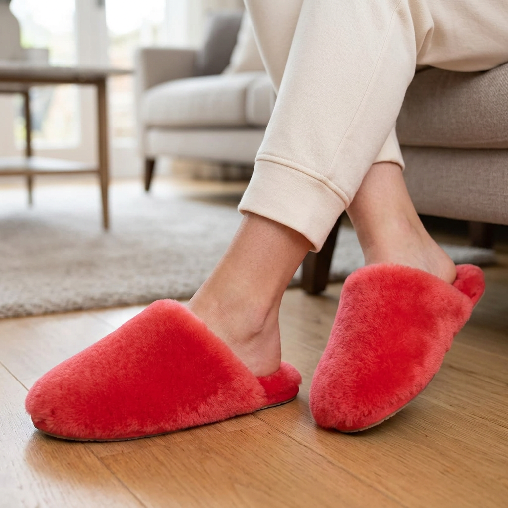 Women's Wool Slippers with Soft Shearling Lining for Cozy Winter Comfort
