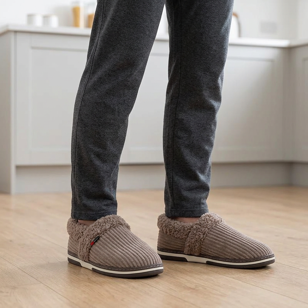 Men’s Plush Winter Slippers – Soft, Warm Indoor Shoes with Non-Slip Rubber Soles