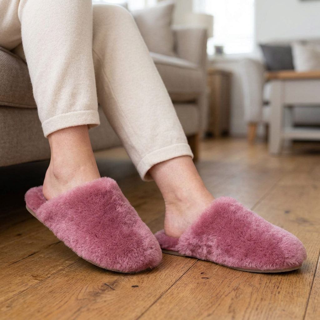 Women's Wool Slippers with Soft Shearling Lining for Cozy Winter Comfort
