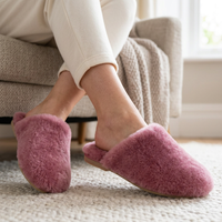 Women's Wool Slippers with Soft Shearling Lining for Cozy Winter Comfort