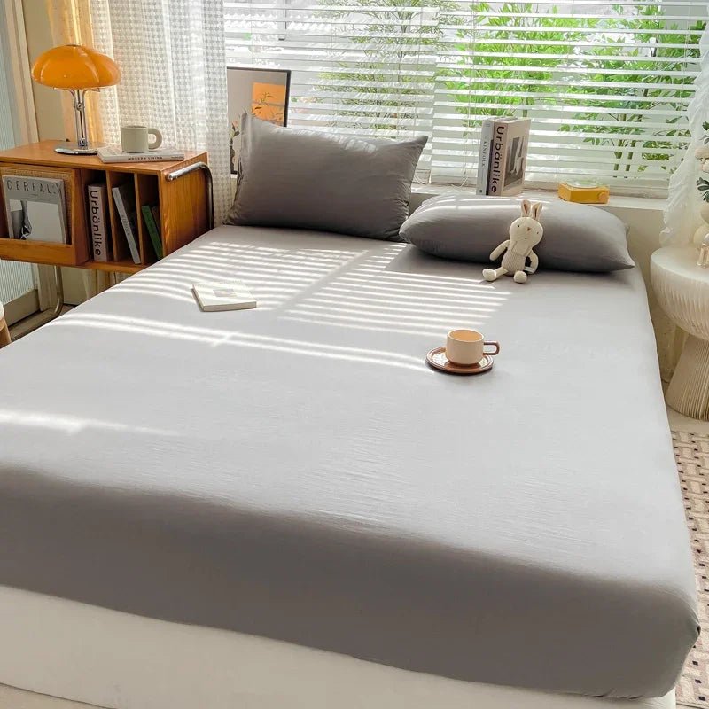 SaneShoppe-Premium Cotton Fitted Bed Sheet with Elastic Band - Single/Double/King/Queen Size