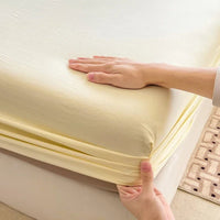 SaneShoppe-Premium Cotton Fitted Bed Sheet with Elastic Band - Single/Double/King/Queen Size