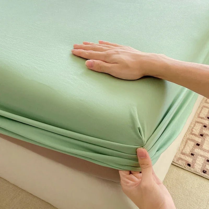 SaneShoppe-Premium Cotton Fitted Bed Sheet with Elastic Band - Single/Double/King/Queen Size