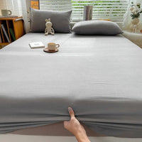 SaneShoppe-Premium Cotton Fitted Bed Sheet with Elastic Band - Single/Double/King/Queen Size
