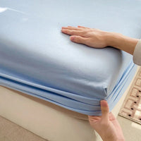 SaneShoppe-Premium Cotton Fitted Bed Sheet with Elastic Band - Single/Double/King/Queen Size