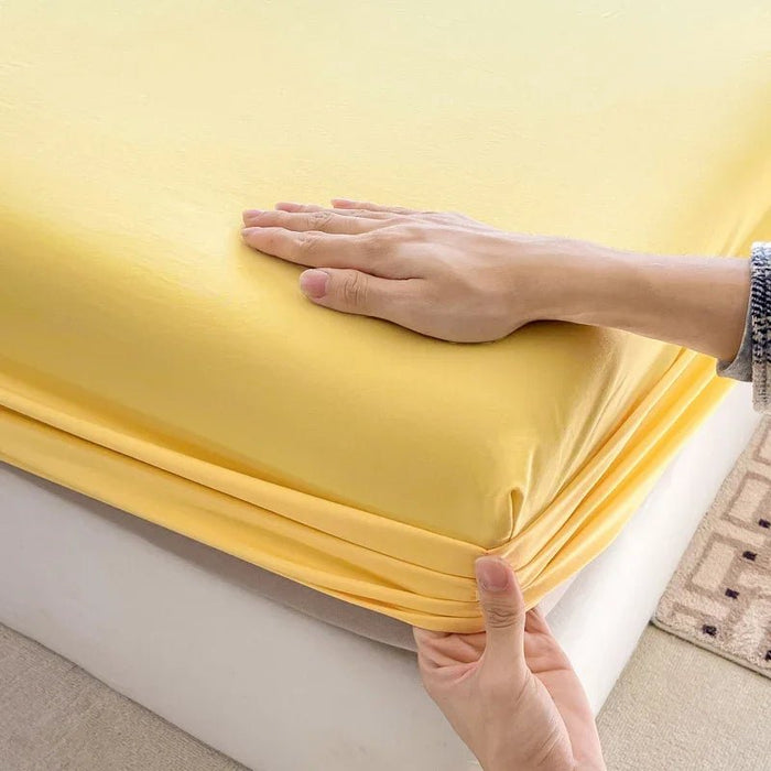 SaneShoppe-Premium Cotton Fitted Bed Sheet with Elastic Band - Single/Double/King/Queen Size