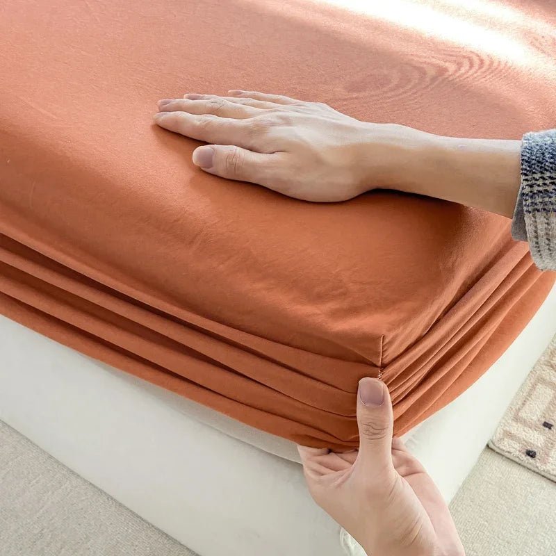 SaneShoppe-Premium Cotton Fitted Bed Sheet with Elastic Band - Single/Double/King/Queen Size