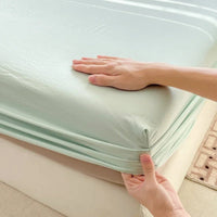 SaneShoppe-Premium Cotton Fitted Bed Sheet with Elastic Band - Single/Double/King/Queen Size