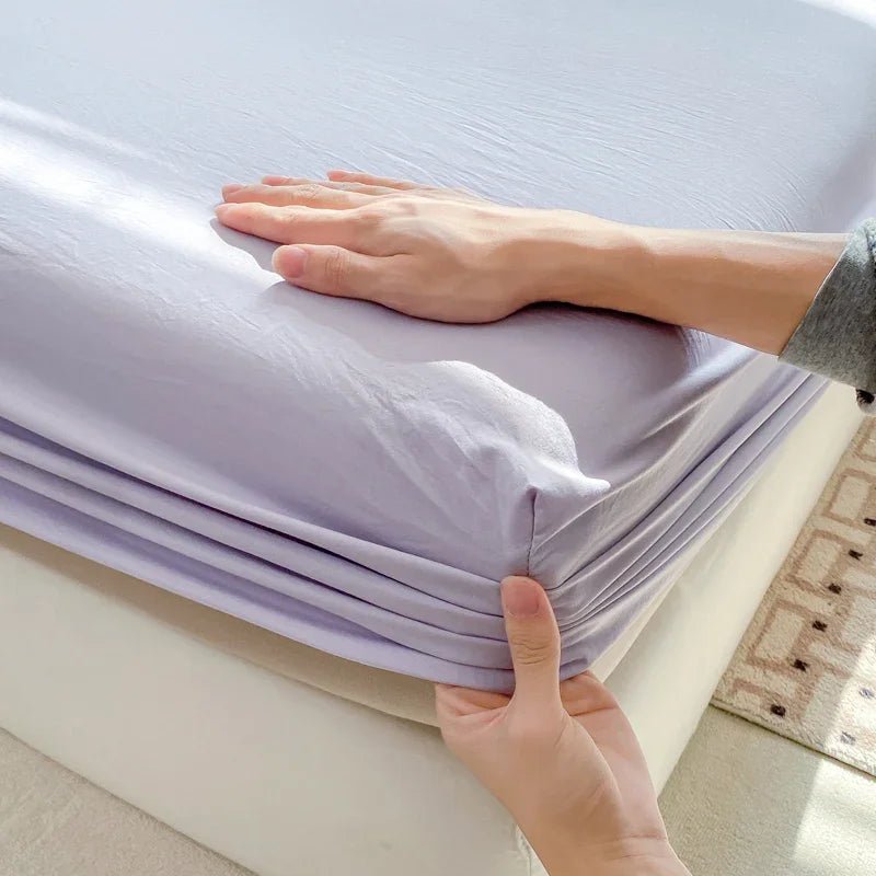 SaneShoppe-Premium Cotton Fitted Bed Sheet with Elastic Band - Single/Double/King/Queen Size