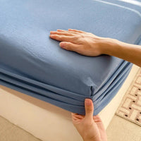 SaneShoppe-Premium Cotton Fitted Bed Sheet with Elastic Band - Single/Double/King/Queen Size