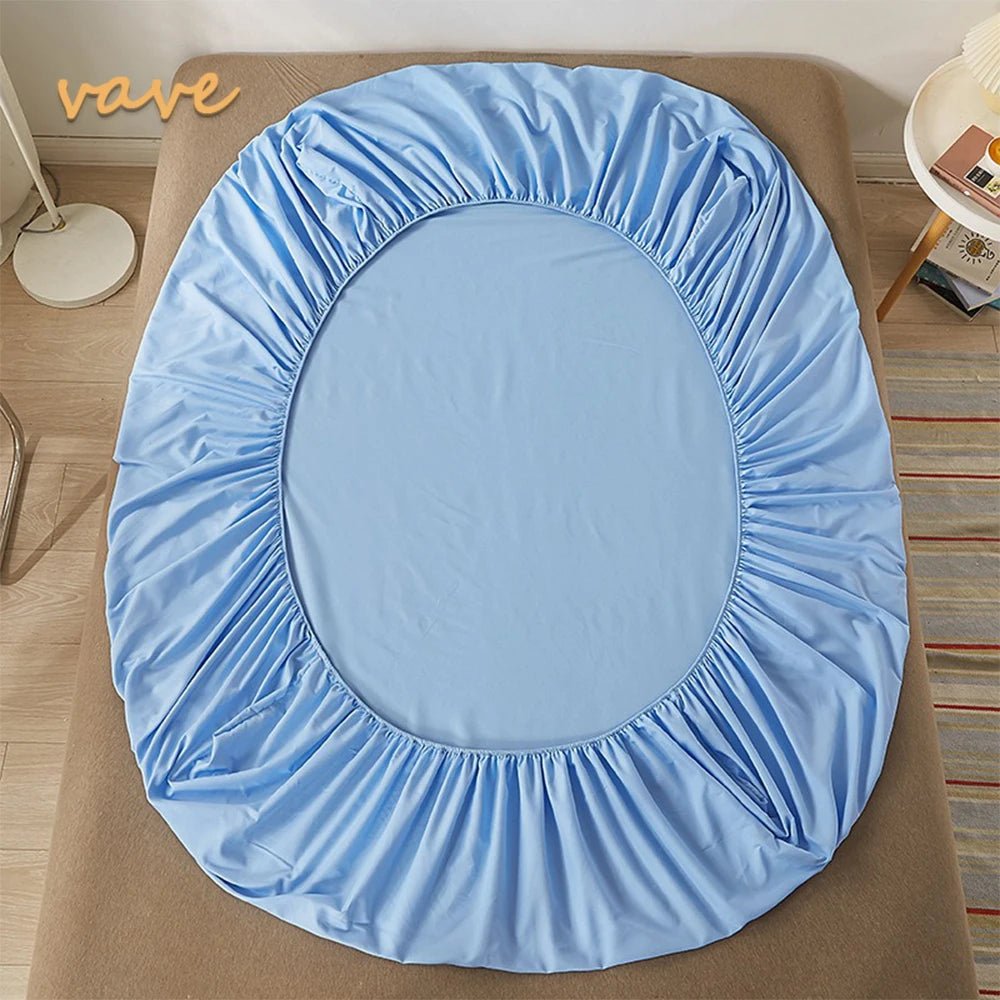 SaneShoppe - 100% Cotton Fitted Bed Sheet with Elastic Band Solid Color Anti - slip Adjustable Mattress Cover for Single Double King Queen Bed