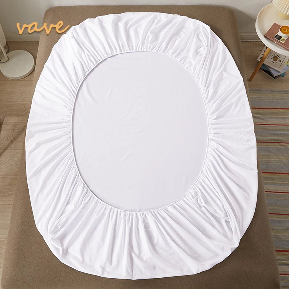 SaneShoppe - 100% Cotton Fitted Bed Sheet with Elastic Band Solid Color Anti - slip Adjustable Mattress Cover for Single Double King Queen Bed