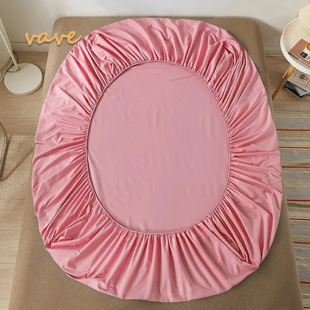 SaneShoppe - 100% Cotton Fitted Bed Sheet with Elastic Band Solid Color Anti - slip Adjustable Mattress Cover for Single Double King Queen Bed