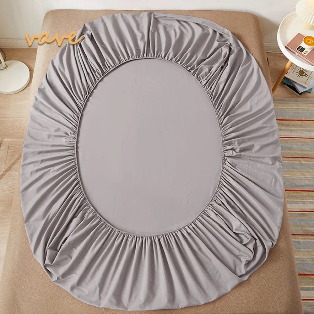 SaneShoppe - 100% Cotton Fitted Bed Sheet with Elastic Band Solid Color Anti - slip Adjustable Mattress Cover for Single Double King Queen Bed