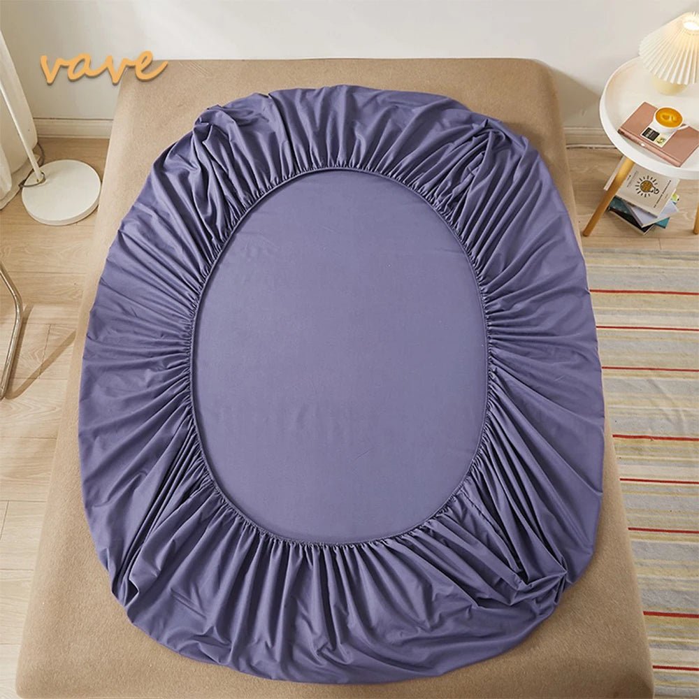 SaneShoppe - 100% Cotton Fitted Bed Sheet with Elastic Band Solid Color Anti - slip Adjustable Mattress Cover for Single Double King Queen Bed