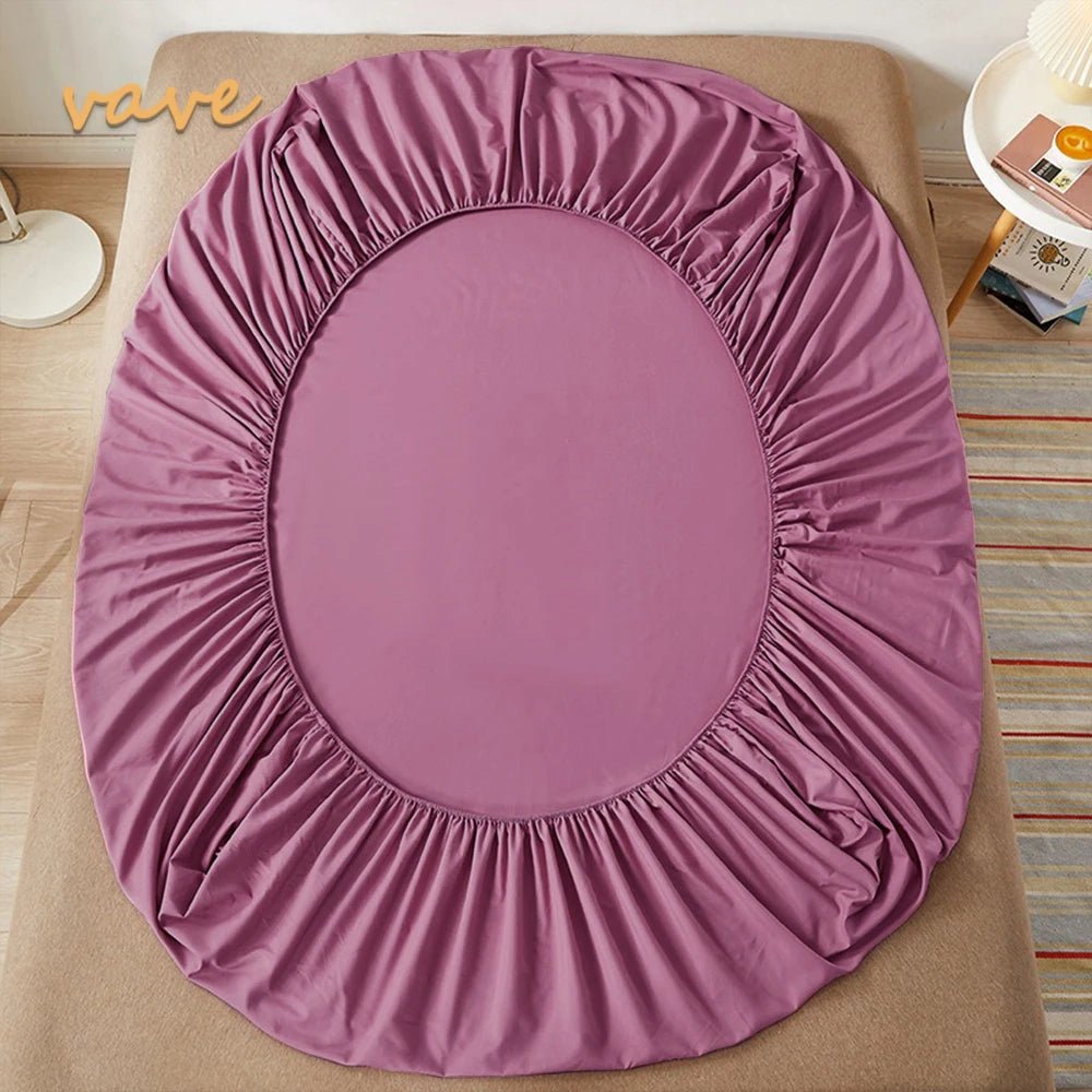 SaneShoppe - 100% Cotton Fitted Bed Sheet with Elastic Band Solid Color Anti - slip Adjustable Mattress Cover for Single Double King Queen Bed
