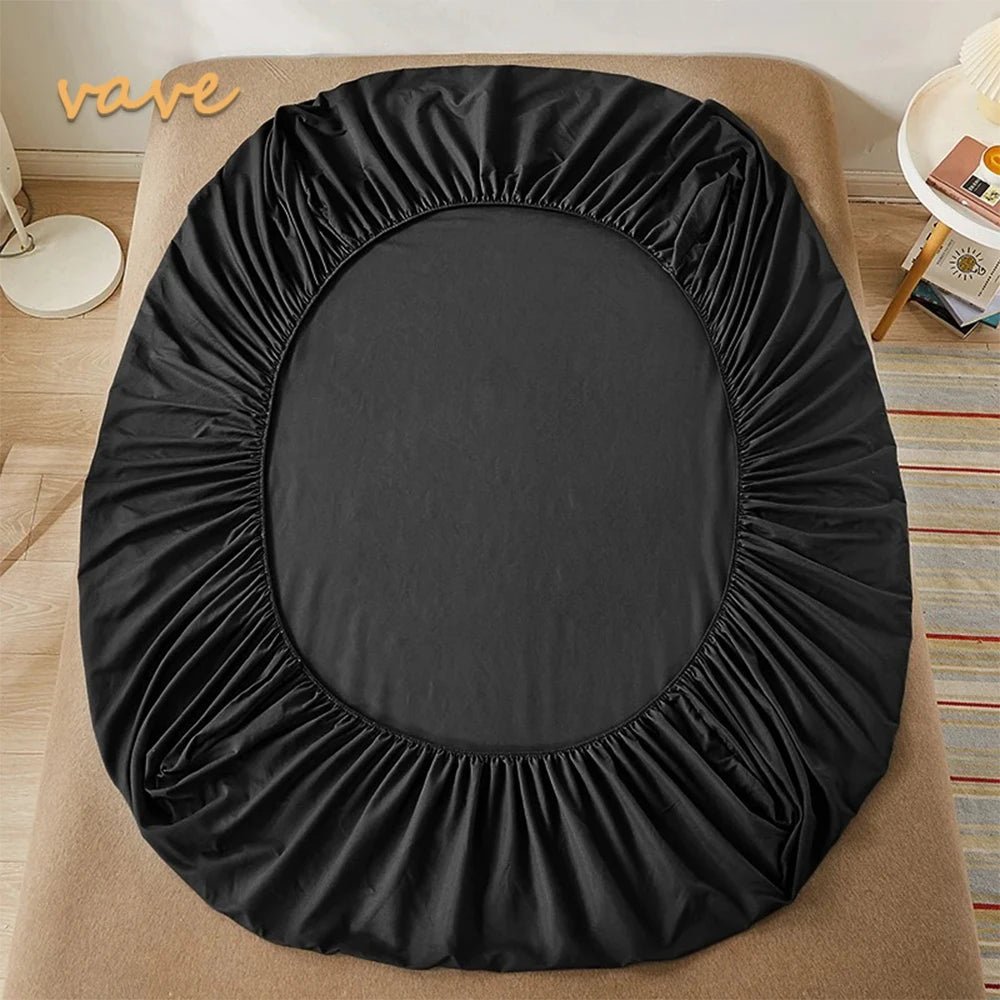 SaneShoppe - 100% Cotton Fitted Bed Sheet with Elastic Band Solid Color Anti - slip Adjustable Mattress Cover for Single Double King Queen Bed