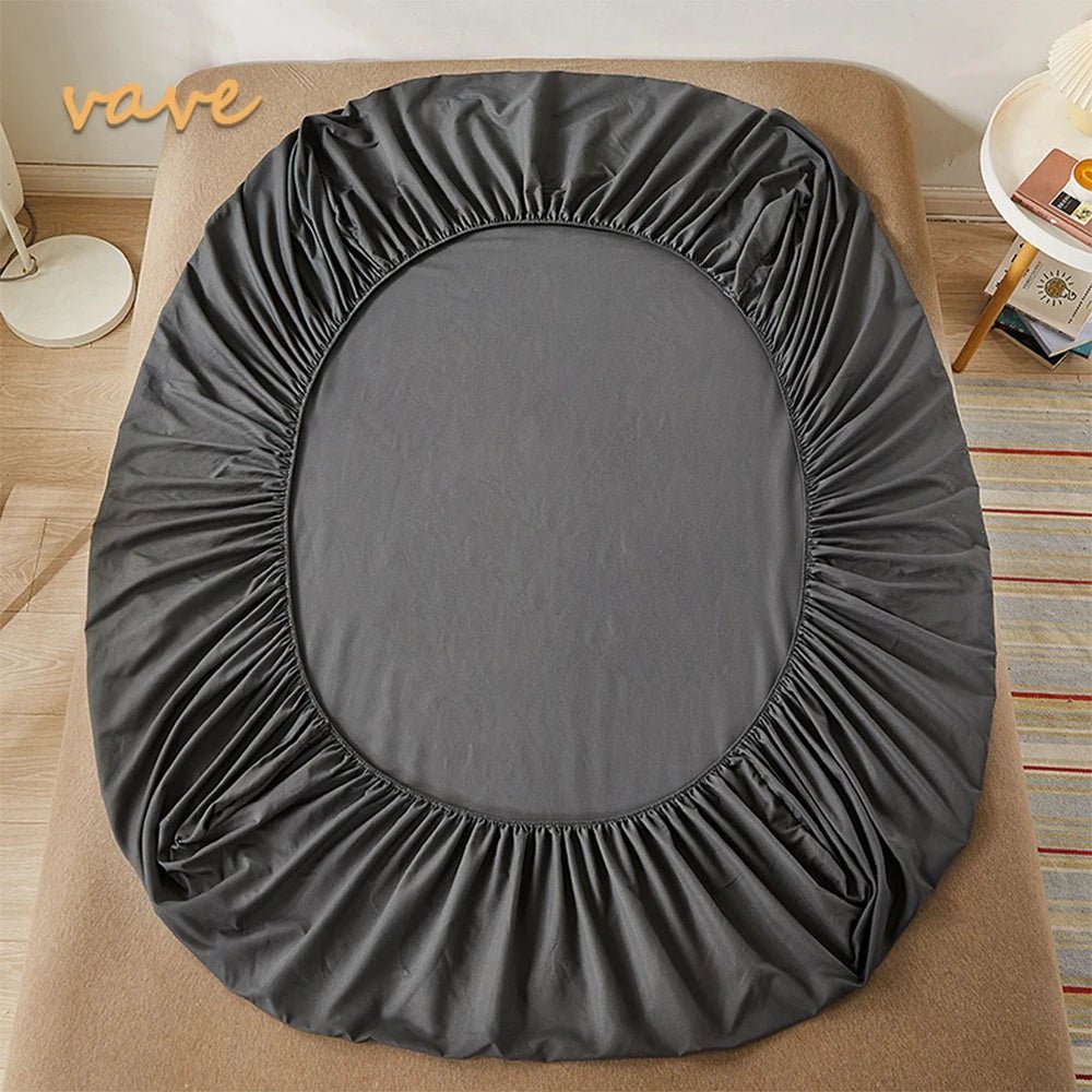 SaneShoppe - 100% Cotton Fitted Bed Sheet with Elastic Band Solid Color Anti - slip Adjustable Mattress Cover for Single Double King Queen Bed