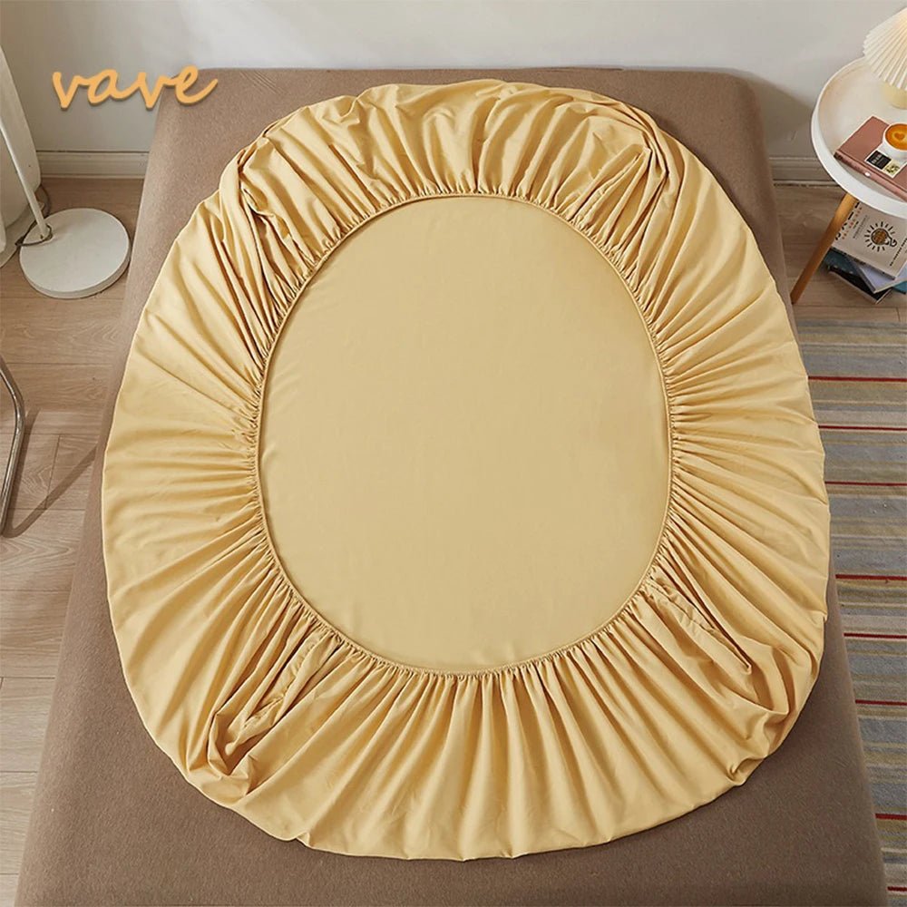 SaneShoppe - 100% Cotton Fitted Bed Sheet with Elastic Band Solid Color Anti - slip Adjustable Mattress Cover for Single Double King Queen Bed